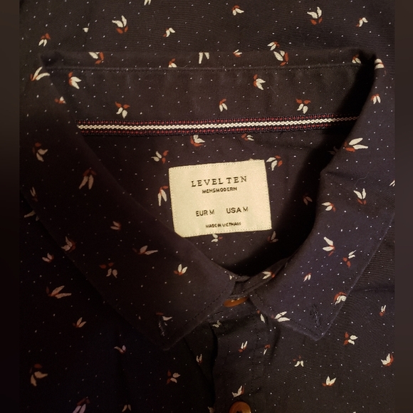 Men's Level Ten Navy Modern Fit Shirt Short Sleeve Button Up Collar - Picture 4 of 4